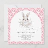 A Little Bunny Pink Rainbow Baby Shower Invitation (Devant)