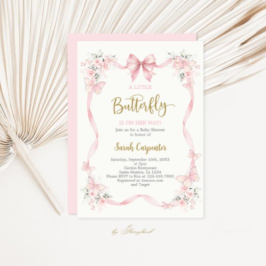 A little Butterfly Baby Shower Girl Invitation