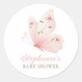 A Little Butterfly Baby Shower Round Stickers (Devant)