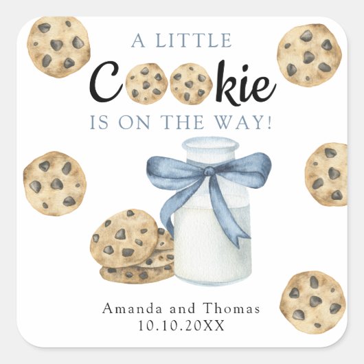A Little Cookie is on the way Baby shower Vierkante Sticker (Voorkant)