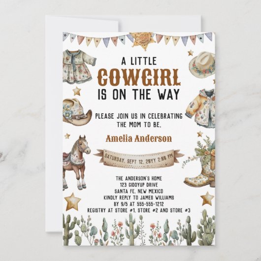 A Little Cowboy is op weg naar een rustiek Baby sh Kaart (Voorkant)