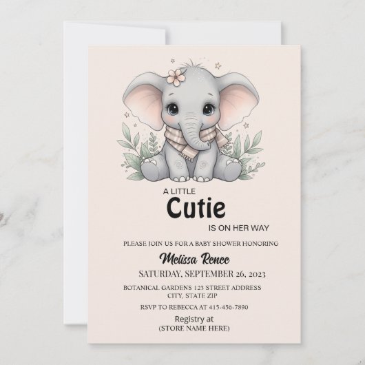 A Little Cutie Baby Shower Invitation (Devant)