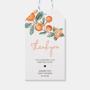 A Little Cutie is op de weg Oranje Favor Tags Cadeaulabel