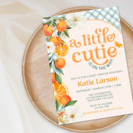 A Little Cutie Orange Baby Shower Invitation | Kaart