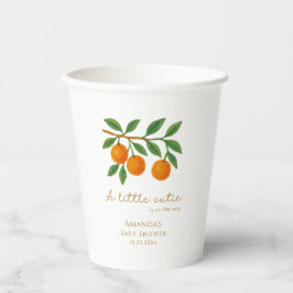 A Little Cutie Orange Summer Baby Shower Papieren Bekers