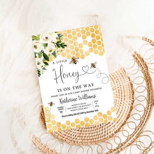 A Little Honey is op de weg Bee Theme Baby shower Kaart