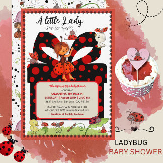 A Little Lady is on Her Way Polka Dot Invitation Kaart