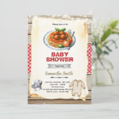 A Little Meatball pasta Baby Shower Invitation (Debout devant)