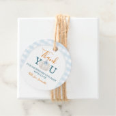 A Little Pumpkin Blue Truck Gingham Baby Shower Bedankjes Labels (In situ)