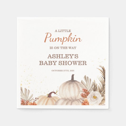 A Little Pumpkin, Fall Baby Shower Boho Servet (Voorkant)