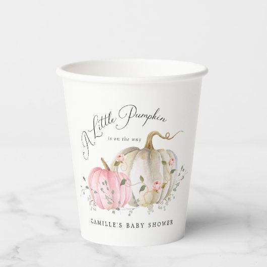 A Little Pumpkin Girl Baby Shower Papieren Bekers (Voorkant)