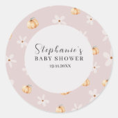 A Little Pumpkin Is On The Way Fall Round Sticker (Devant)