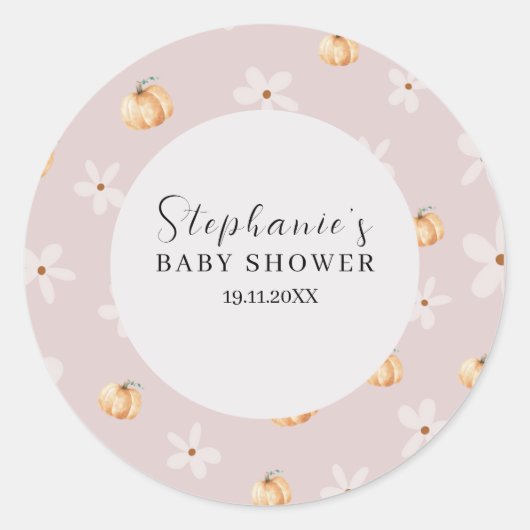 A Little Pumpkin Is On The Way Fall Round Sticker (Devant)