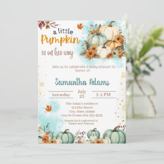 A Little Pumpkin is op weg naar het Baby shower Kaart