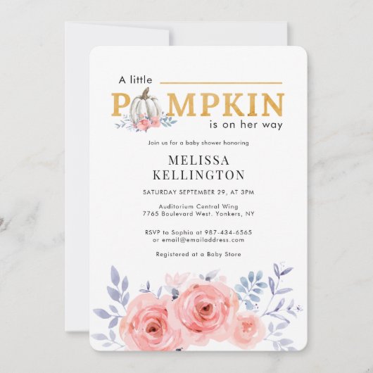 A Little Pumpkin on the Way Baby Shower Kaart (Voorkant)