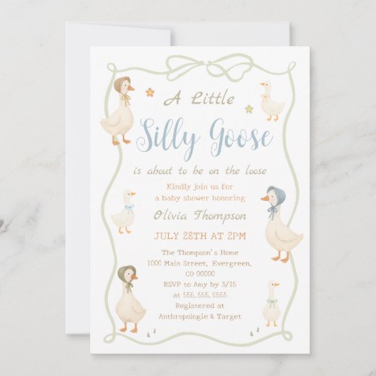 A Little Silly Goose Baby Shower Kaart (Voorkant)