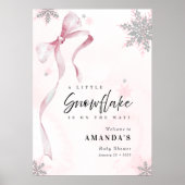 A little Snowflake Pink Bow Glitter Baby Shower Poster (Voorkant)