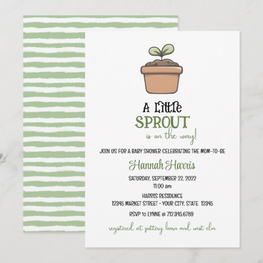 A Little Sprout on the Way Baby Shower Invitation (Devant / Derrière)