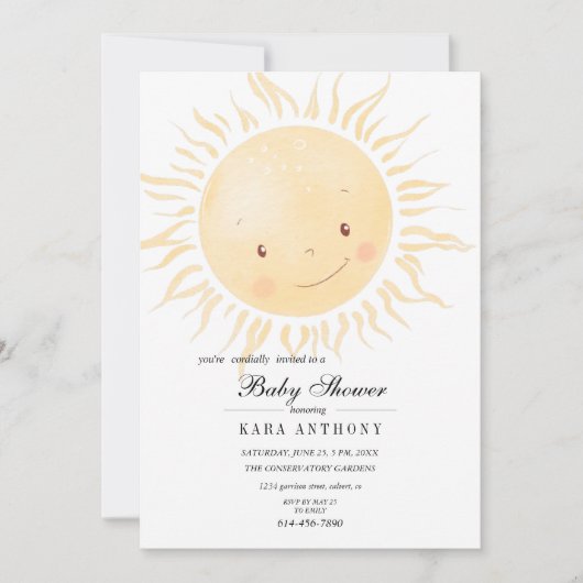 A Little Sunshine Baby Shower Uitnodiging (Voorkant)
