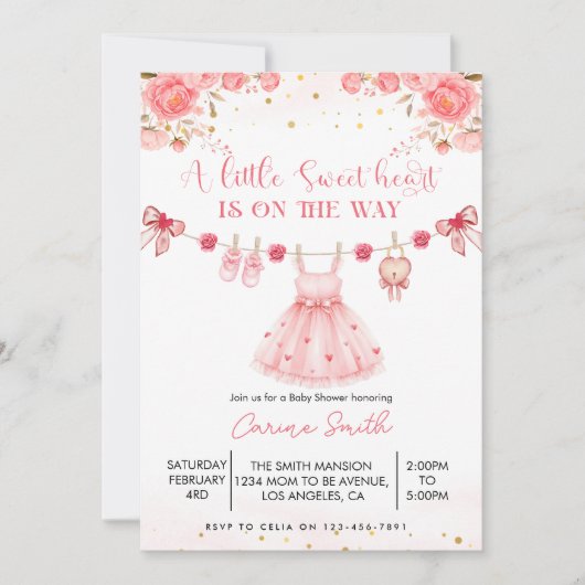 A  Little Sweetheart Baby Shower Invitation (Devant)