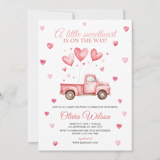 A Little Sweetheart Baby Shower Invitation  (Devant)