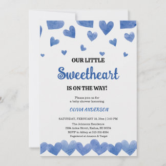 A Little Sweetheart Blue Valentine Baby Shower Kaart