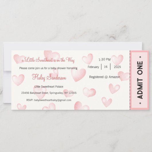 A Little Sweetheart is on the Way Invitation (Devant)