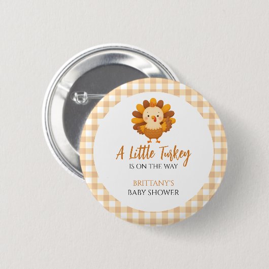 A Little Turkey Baby Shower Thanksgiving Ronde Button 5,7 Cm (Voorkant /achterkant)