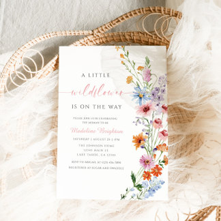 A Little Wildflower Is On The Way Invitation Kaart