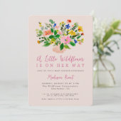 A Little Wildflower Pink Girl Baby Shower Kaart (Staand voorkant)