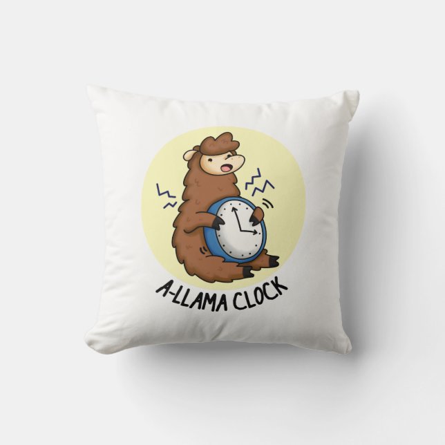 A-llama Clock Funny Llama Pun Kussen (Voorkant)