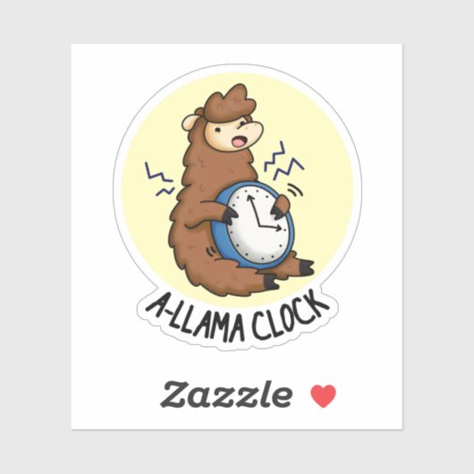 A-llama Clock Funny Llama Pun Sticker (Vel)