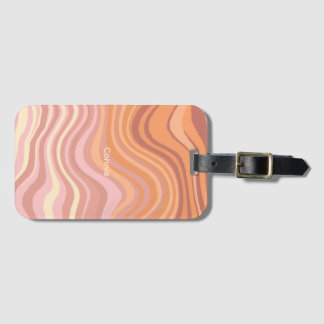 A luggage tag with sunset colors in waves. bagagelabel