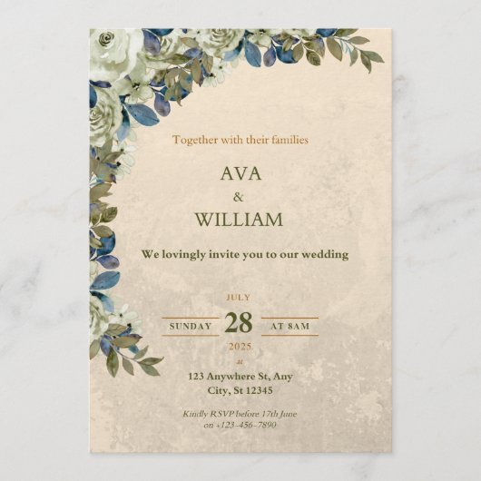 A luxurious and stylish wedding invitation  (Devant)