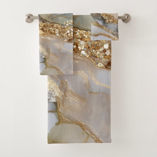 A luxurious gold and white marble background bad handdoek (Insitu)