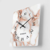 A luxurious rose-gold marble background vierkante klok (Hoek)
