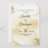 A luxurious wedding invitation in elegant gold (Devant)