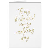 À ma demoiselle d'honneur sur mon or élégant du (Devant)