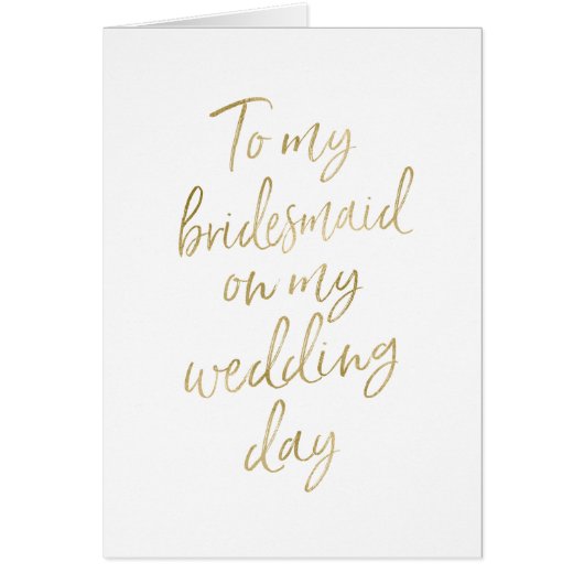À ma demoiselle d'honneur sur mon or élégant du (Devant)