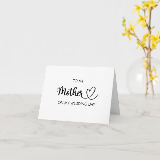 À ma mère le jour de mon mariage carte pliée (Fleur jaune)