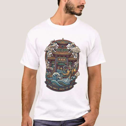 A-MA TEMPEL MACAU Basic T-shirt voor heren (Voorkant)
