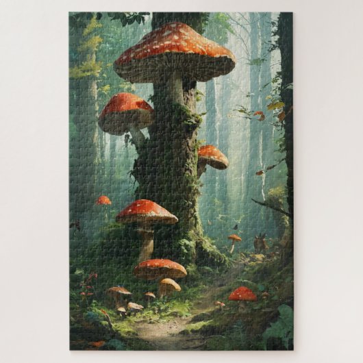 a magical forest, mushrooms, a mystical forest, to legpuzzel (Verticaal)