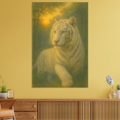 A majestic white tiger painted in premium fine-art canvas afdruk (Insitu (Woonkamer))