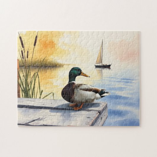 A Mallard rests on the dock Legpuzzel (Horizontaal)