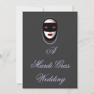 "A Mardi Gras Wedding" kralen masker-zwart/rood/bl Kaart