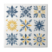A Mediterranean Tile Design with Floral Geometric  Tegeltje (Voorkant)
