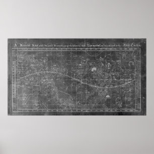 A mercator map of the starry heavens poster