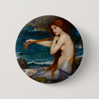 A Mermaid, c. 1900 by John Waterhouse Ronde Button 5,7 Cm