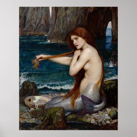 "A Mermaid" van John William Waterhouse poster (Voorkant)