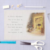 A Merry Kerstgedicht Dog en Fireplace Tissuepapier (Craft)